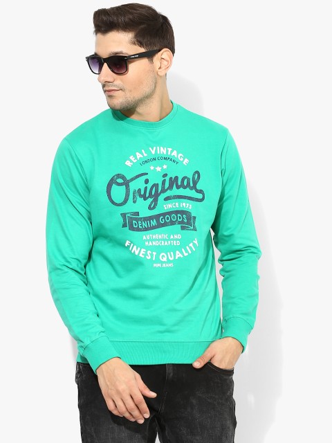 

Pepe Jeans Men Sea Green Printed Sweatshirt