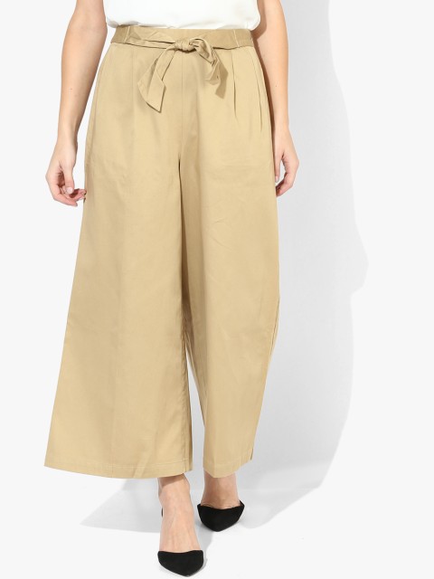 

EVAH LONDON Women Beige Loose Fit Solid Parallel Trousers
