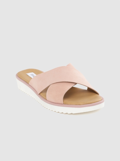

Steve Madden Women Pink Solid Leather Open Toe Flats