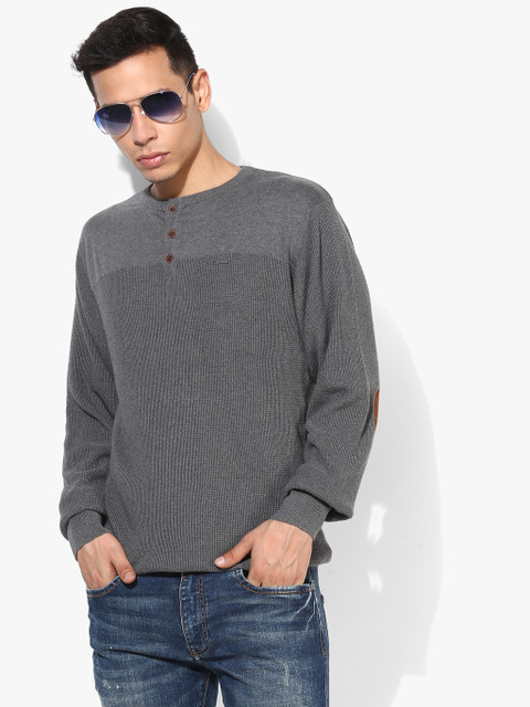 

Proline Men Grey Self Design Sweatshirt