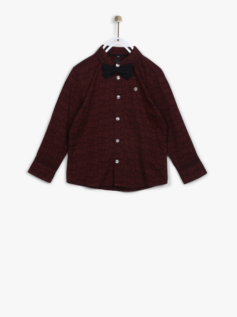 

Allen Solly Junior Boys Maroon Slim Fit Printed Casual Shirt