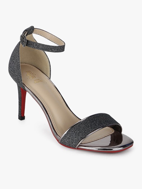 

Tresmode Women Gunmetal-Toned Shimmer Heels, Metallic