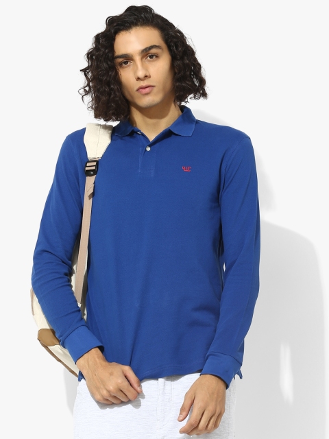 

YWC Men Blue Solid Polo Collar T-shirt