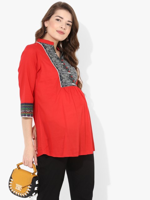 

Preggear Women Red & Black Printed Maternity Tunic