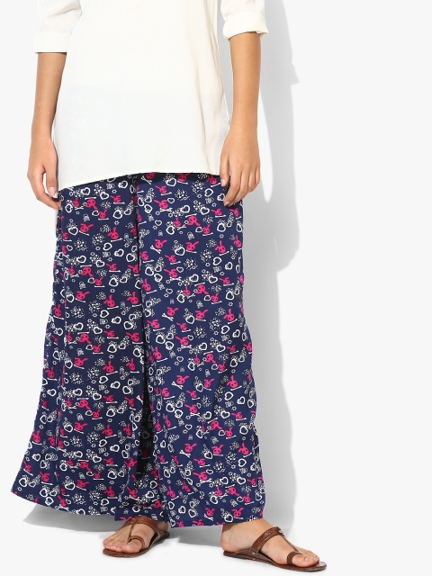 

Tripti Women Navy Blue & White Printed Flared Palazzos