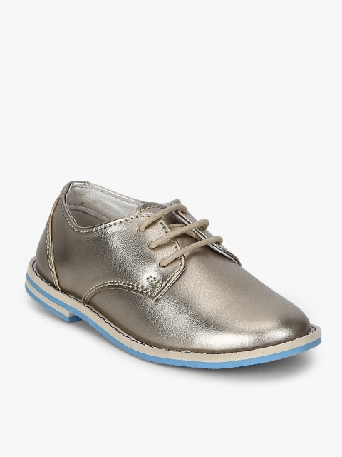 

TUSKEY Boys Gold-Toned Partywear Leather Derbys