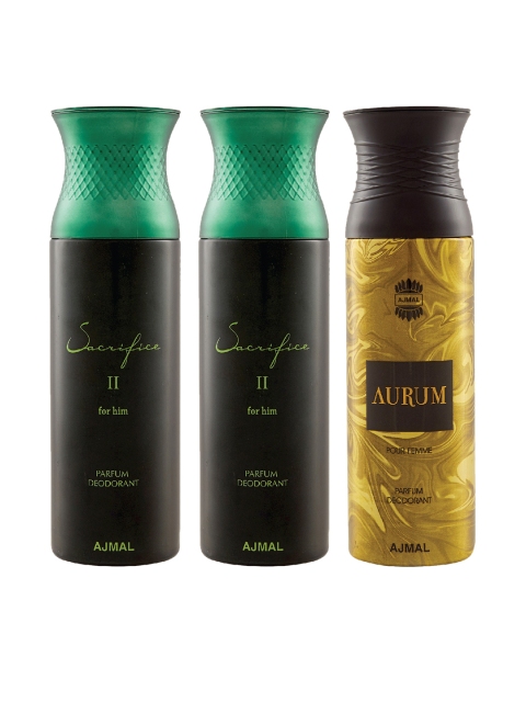 

Ajmal Unisex Pack Of 3 Deodorants 200ml each, Gold