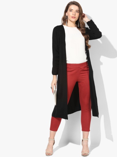 

Biba Women Black Solid Open Front Longline Shrug