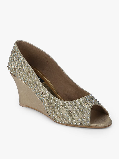 

Rocia Women Gold-Toned Embellished Heeled Peep Toes