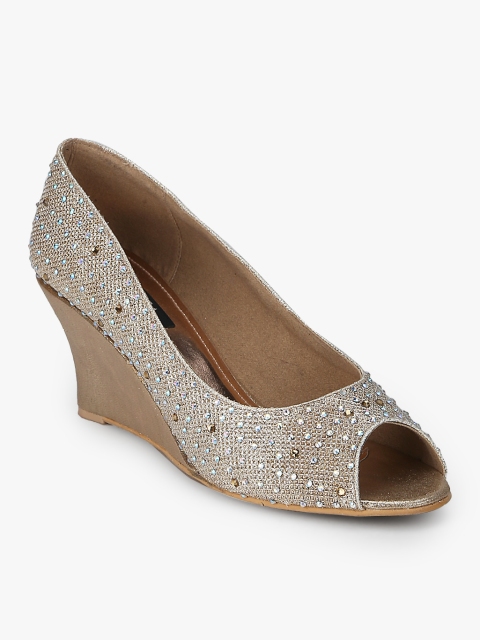 

Rocia Women Gold-Toned Embellished Heeled Peep Toes