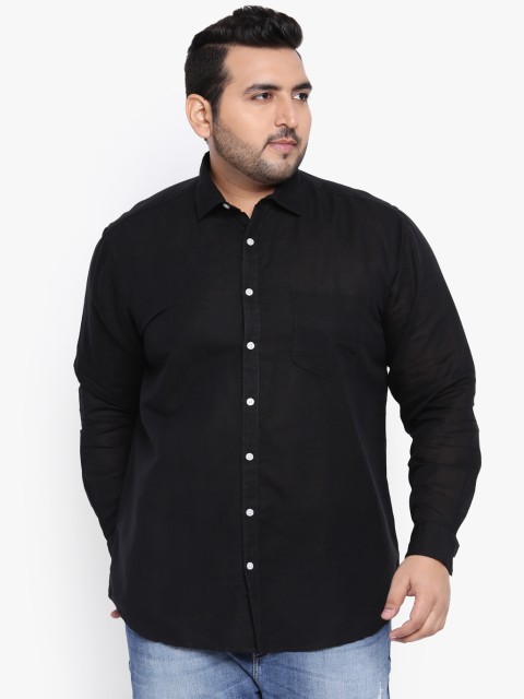 

aLL Men Black Linen Comfort Fit Solid Casual Shirt
