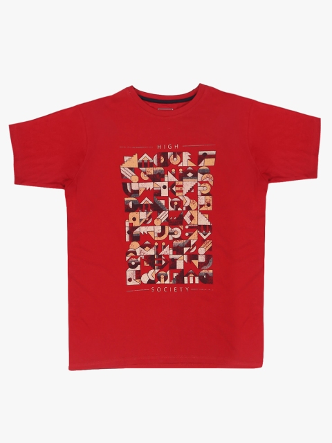 

aLL Men Red Printed Round Neck T-shirt