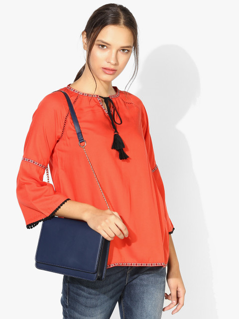 

GQ Women Coral Orange Solid Top