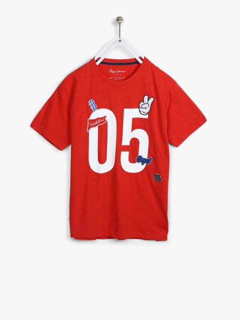 

Pepe Jeans Boys Red & White Varsity Print Round Neck T-shirt