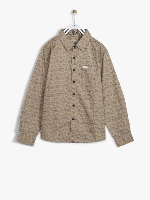 

Pepe Jeans Boys Beige & Black Regular Fit Owl Print Casual Shirt