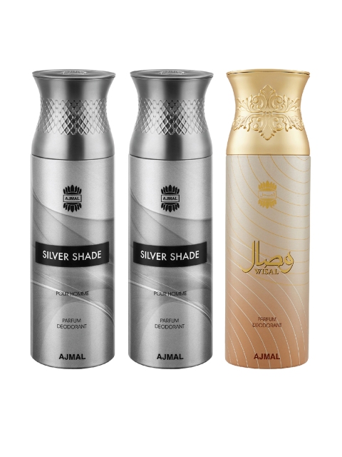 

Ajmal Unisex Pack Of 3 Deodorants 200ml each, Gold