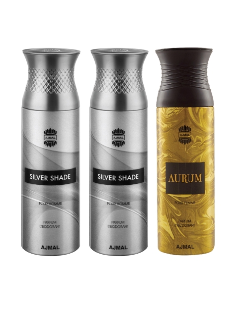 

Ajmal Unisex Pack Of 3 Deodorants 200ml each, Gold