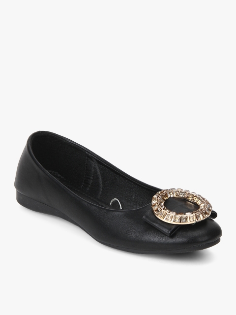 

KetImporta Women Black Solid Ballerinas With Embellished Detail