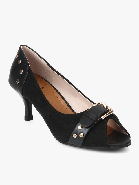 

KetImporta Women Black Solid Peep Toe Heels