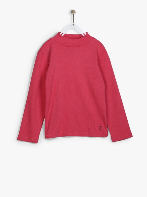 

Gini and Jony Girls Pink Solid High Neck Top