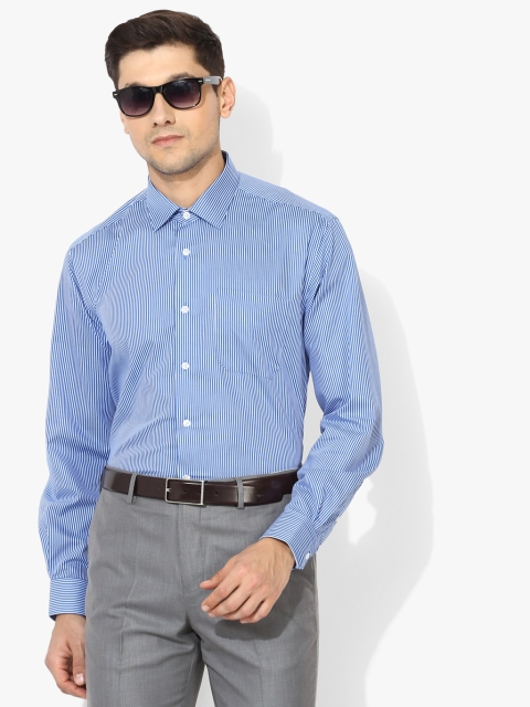 

Louis Philippe Men Blue & White Slim Fit Striped Formal Shirt
