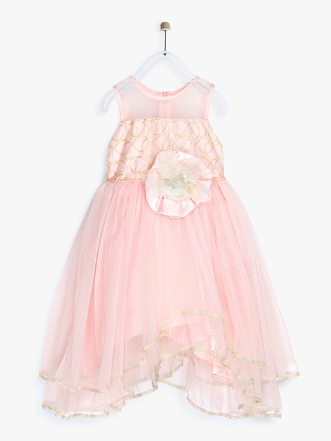 

Anna Maria Girls Pink Self Design Fit and Flare Dress