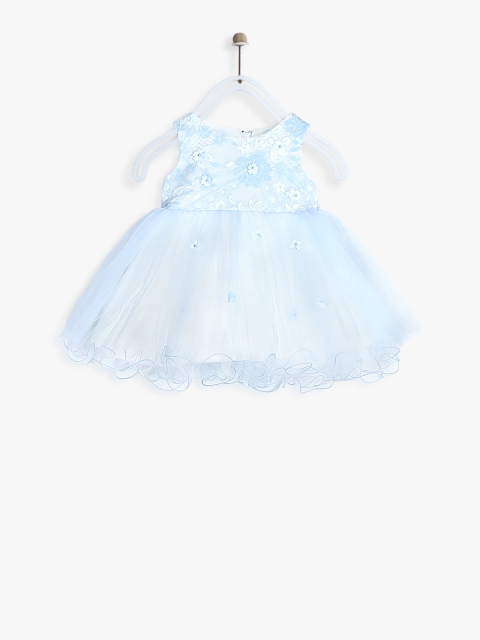 

Anna Maria Girls Blue Self Design Fit and Flare Dress