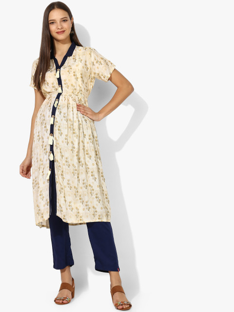 

MomToBe Women Off-White & Beige Printed A-Line Maternity Kurta