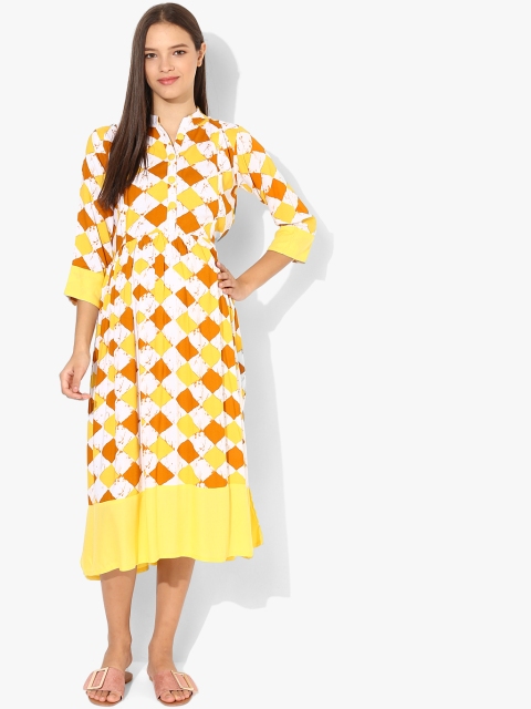 

MomToBe Women Yellow Printed A-Line Maternity Dress