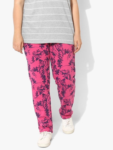 

Sweet Dreams Women Pink & Navy Blue Printed Slim Fit Track Pants