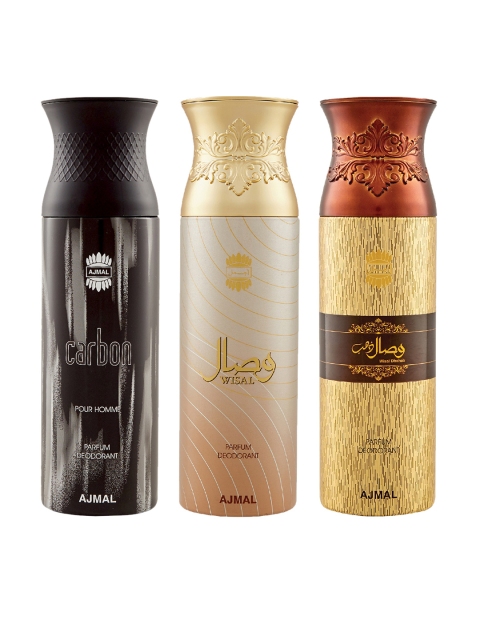 

Ajmal Unisex Pack Of 3 Deodorants 200ml each, Gold