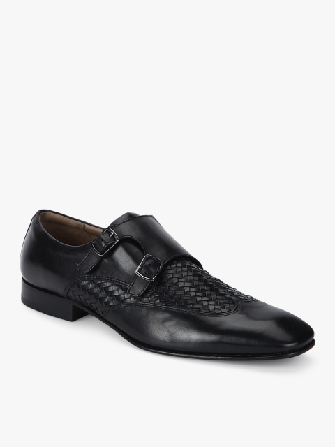 

Language Men Black Textured Monk Formal Shoes