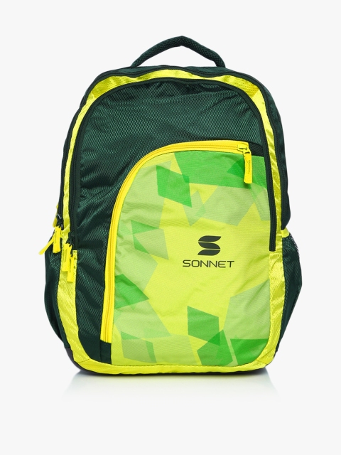 

SONNET Unisex Green & Yellow Graphic Backpack