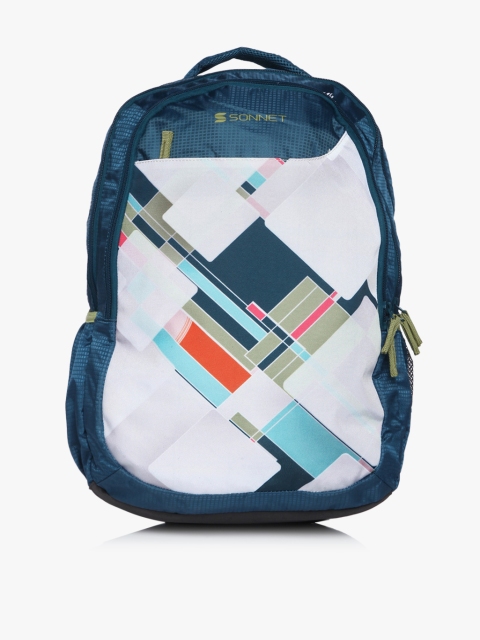 

SONNET Unisex White & Blue Geometric Backpack