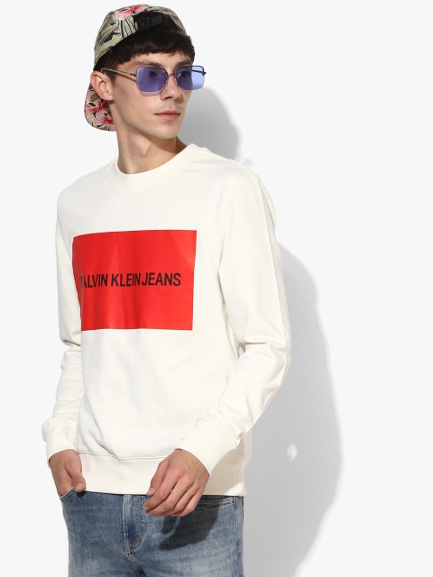 

Calvin Klein Jeans Men White Printed Sweatshirt