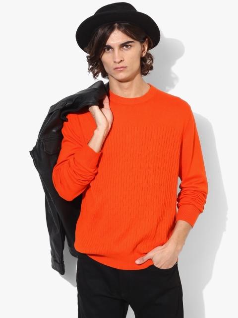 

Calvin Klein Jeans Men Orange Ribbed Pullover Sweater