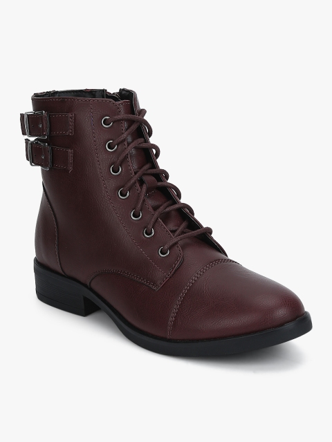 

Steve Madden Women Burgundy Solid Heeled Boots