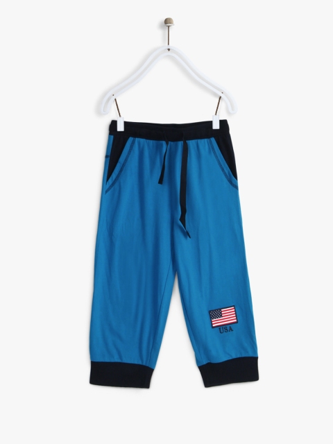

Sweet Dreams Boys Blue Solid Joggers With Applique