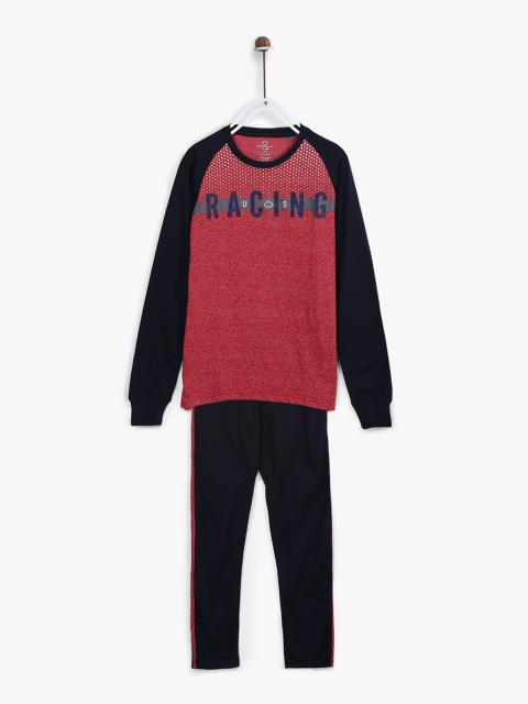 

Sweet Dreams Boys Red & Navy Blue Printed T-shirt with Pyjamas