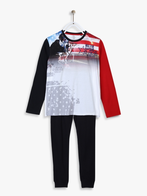 

Sweet Dreams Boys White & Black Printed T-shirt with Pyjamas