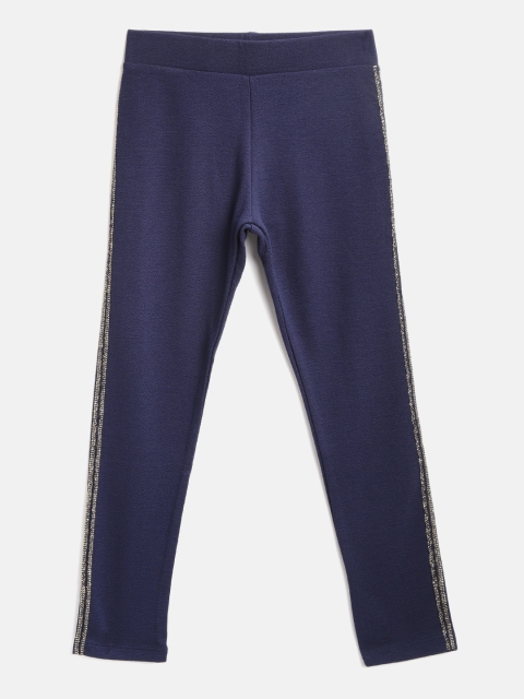 

Marks & Spencer Girls Navy Blue Solid Side Striped Leggings