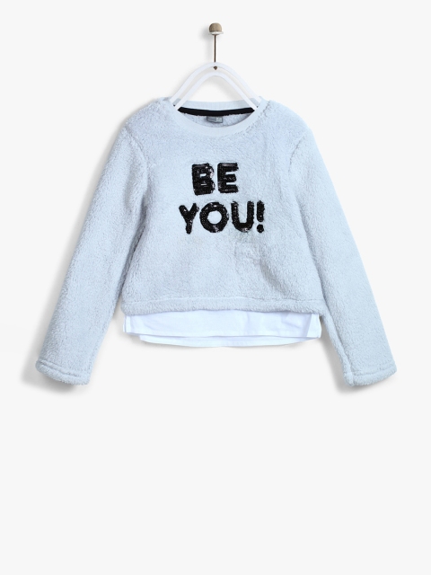 

Losan Girls Blue Sequinned Fuzzy Sweatshirt