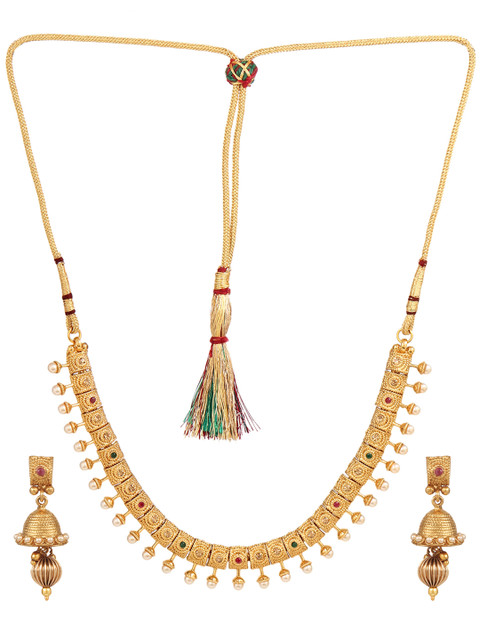 

Adwitiya Collection Gold-Plated Antique Jewellery Set