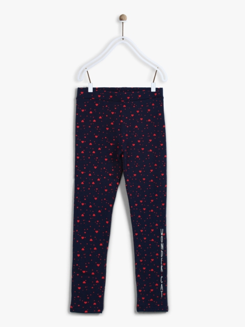 

Losan Girls Navy Blue & Red Printed Leggings