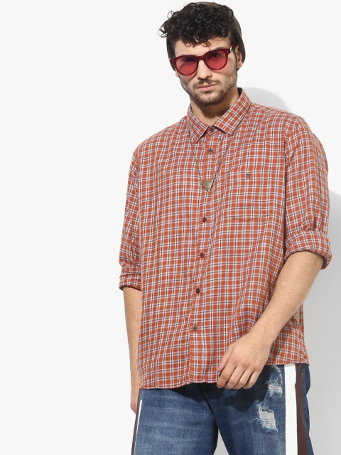 

Louis Philippe Sport Men Rust Orange Checked Slim Fit Casual Shirt