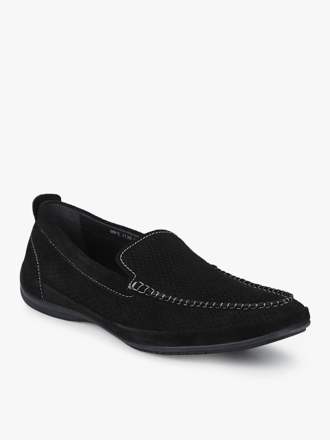 

Egle Men Black Perforated Leather Driving Shoes