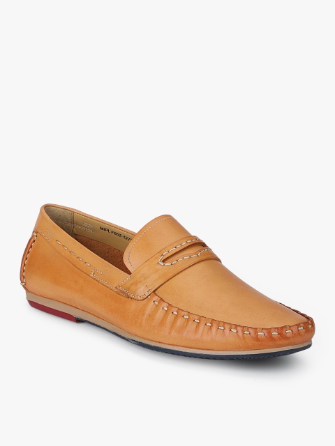 

Egle Men Tan Brown Solid Leather Penny Loafers