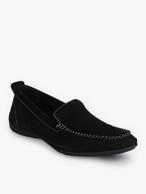 

Egle Men Black Perforated Velvet Finish Driving Shoes