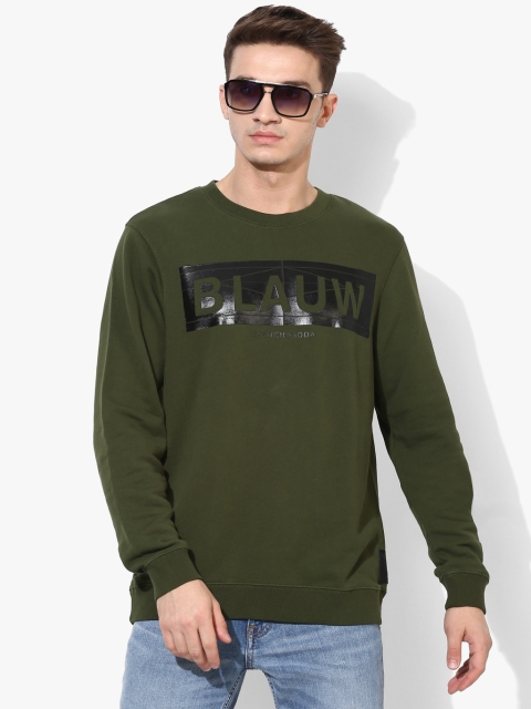 

Scotch & Soda Men Olive Green Printed Sweatshirt