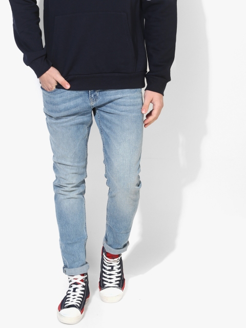 

Scotch & Soda Men Blue Washed Mid Rise Skinny Fit Jeans